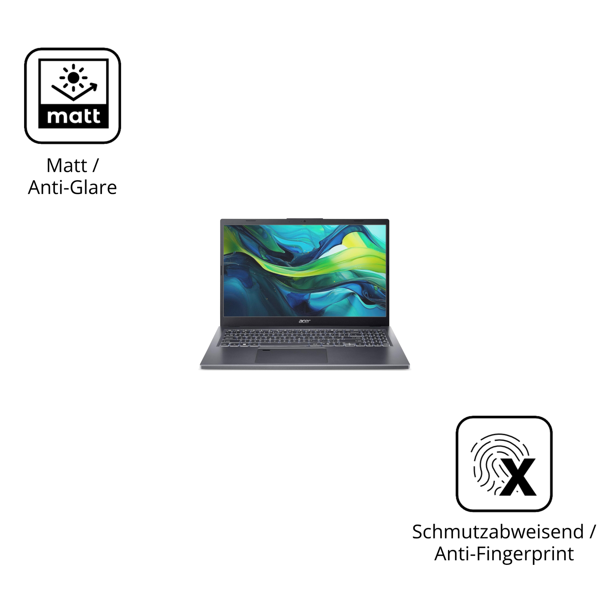 Dünne und entspiegelnde Folie passend zugeschnitten für aceraspire a15-51