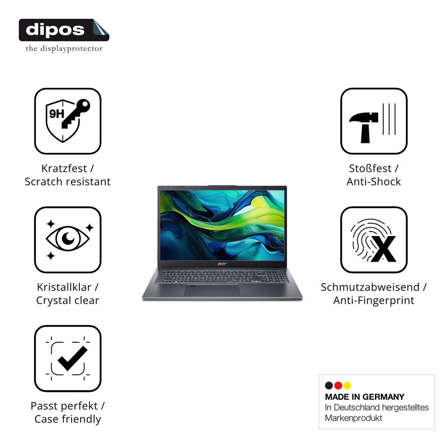 Displayschutz hergestellt in Deutschland, höchste Qualität made in Germany