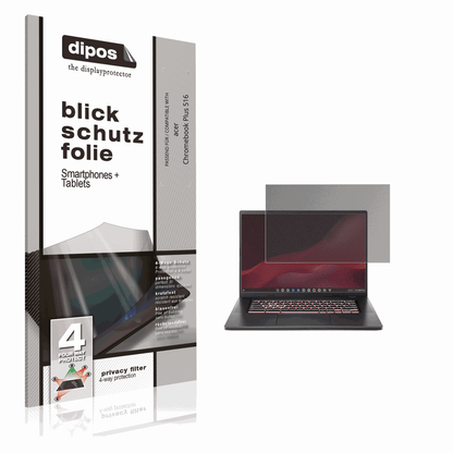 Blickschutzfolie von dipos passend für acer Chromebook Plus 516, präziser Zuschnitt und blasenfrei montiert