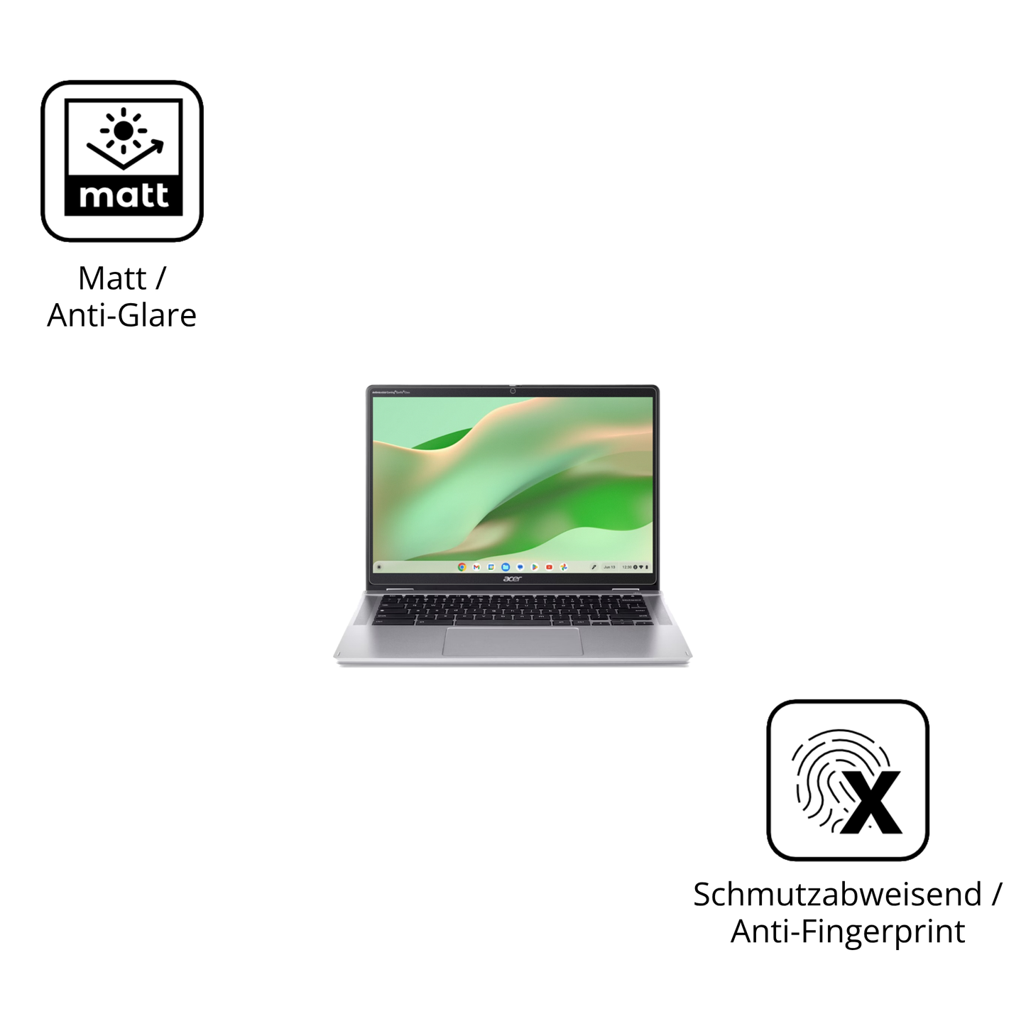 2x Schutzfolie matt für Acer Chromebook Spin 314 CP314-2HN Display-Schutzfolie