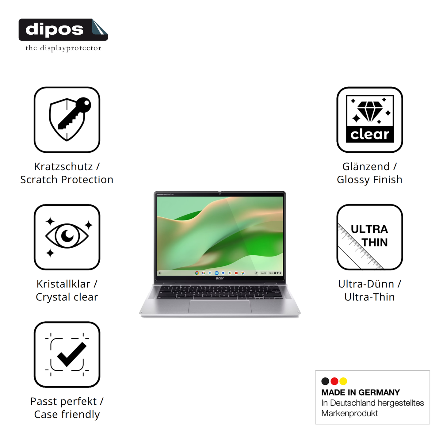 2x Schutzfolie klar für Acer Chromebook Spin 314 CP314-2HN Display-Schutzfolie