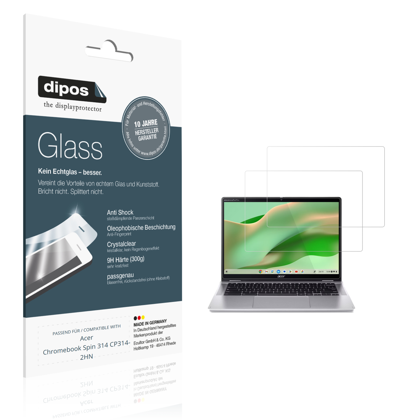 2x 9H Schutzfolie für Acer Chromebook Spin 314 CP314-2HN Panzerfolie
