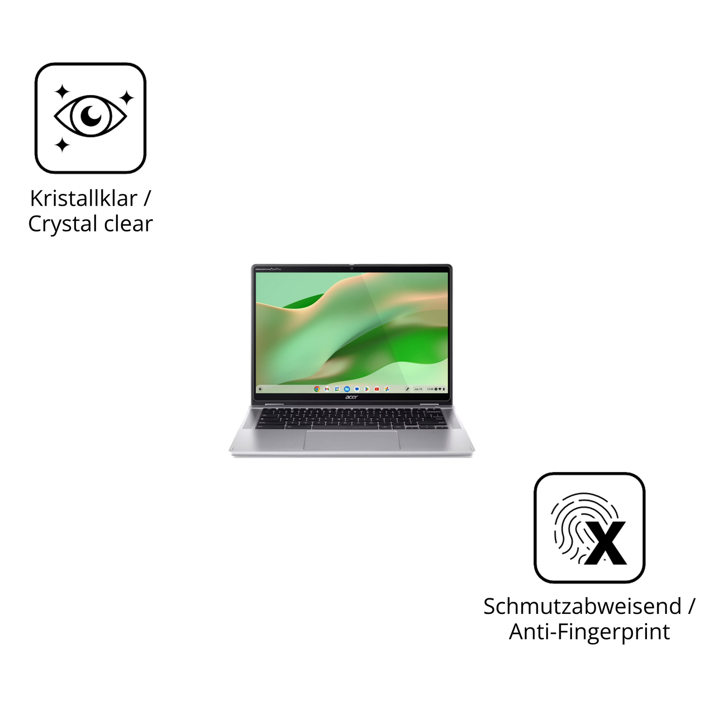 2x 9H Schutzfolie für Acer Chromebook Spin 314 CP314-2HN Panzerfolie