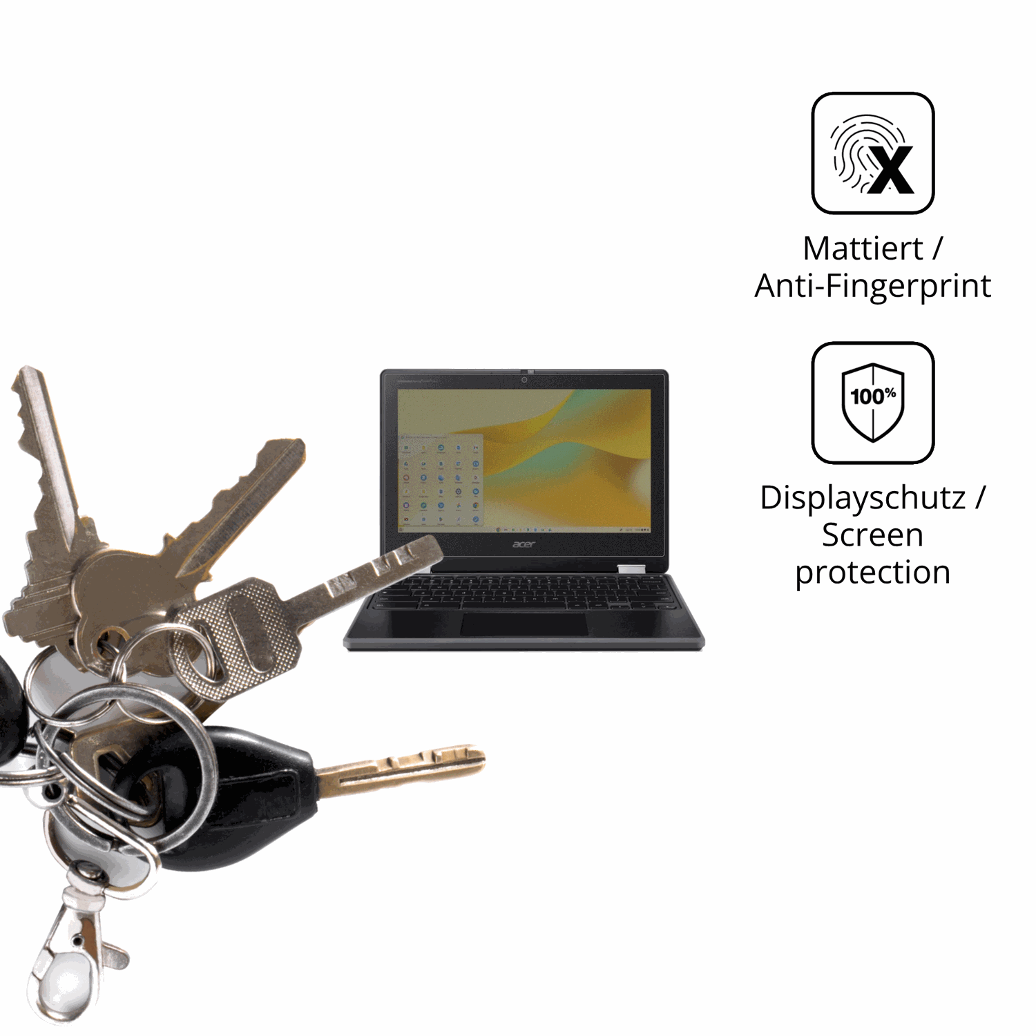 dipos Displayschutz für Acer Chromebook Spin 511, mattierte Oberfläche, Blickschutzfilter und perfekter Passform