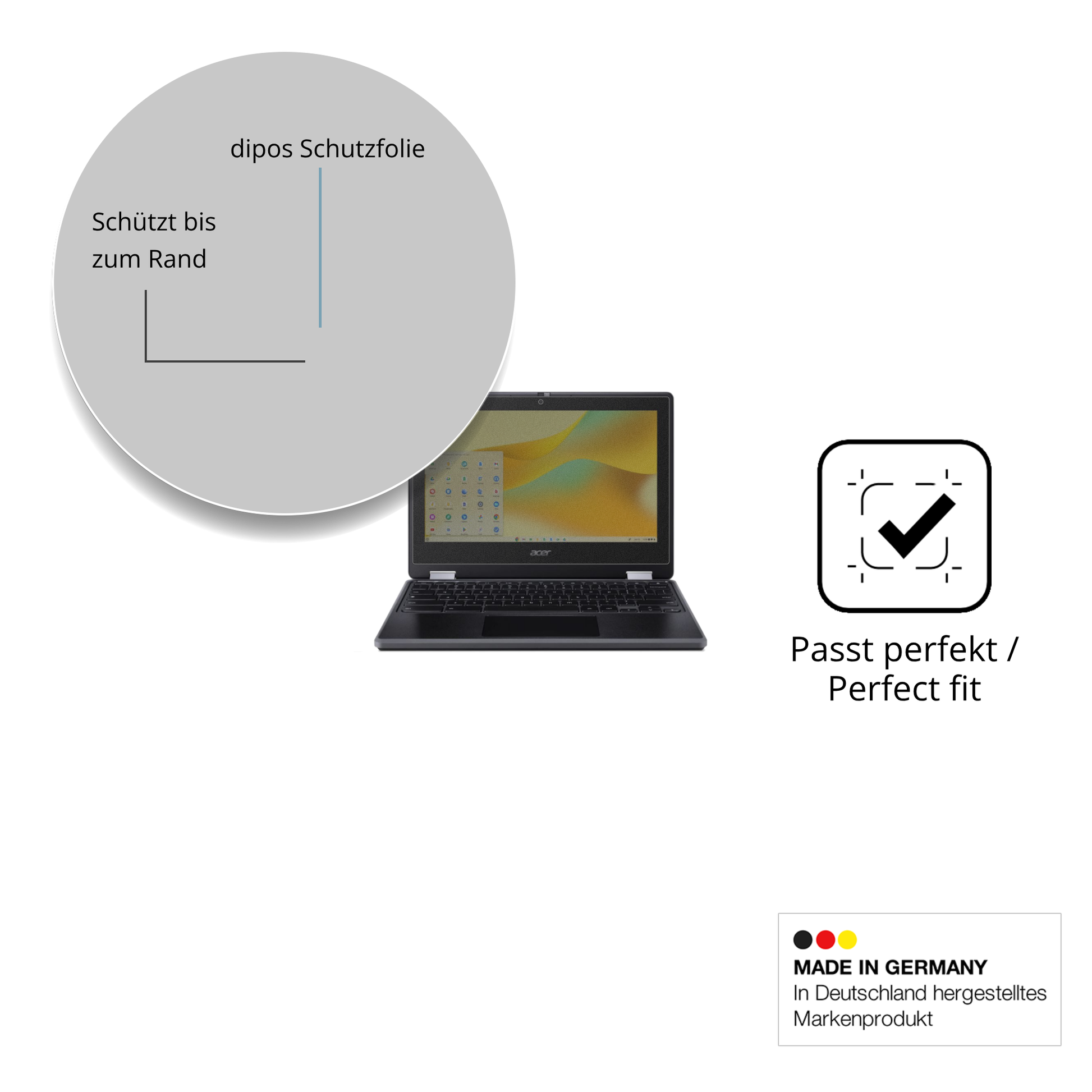 Schutz gegen Kratzer auf dem Acer Chromebook Spin 511 Glas durch Schlüssel oder Ähnliches