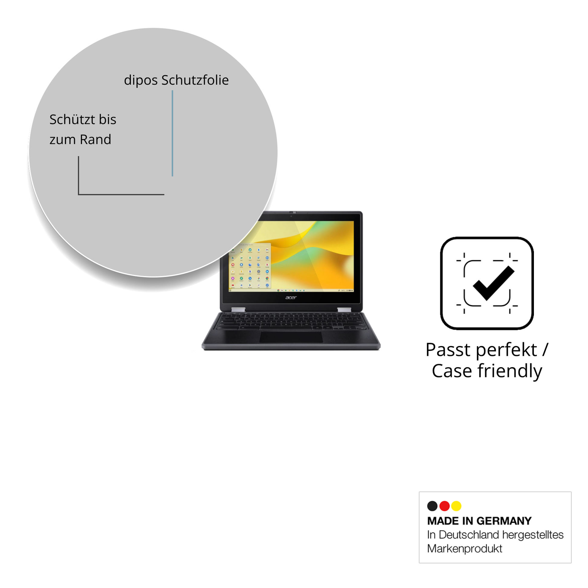 Besonders flexibler Displayschutz mit Anti-Shock-Schicht im Materialmix