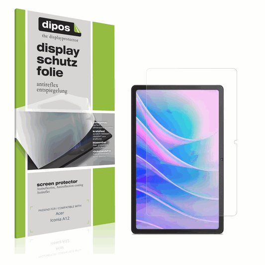 Matte Displayschutzfolie von dipos passend für Acer Iconia A12, präziser Zuschnitt und blasenfrei montiert