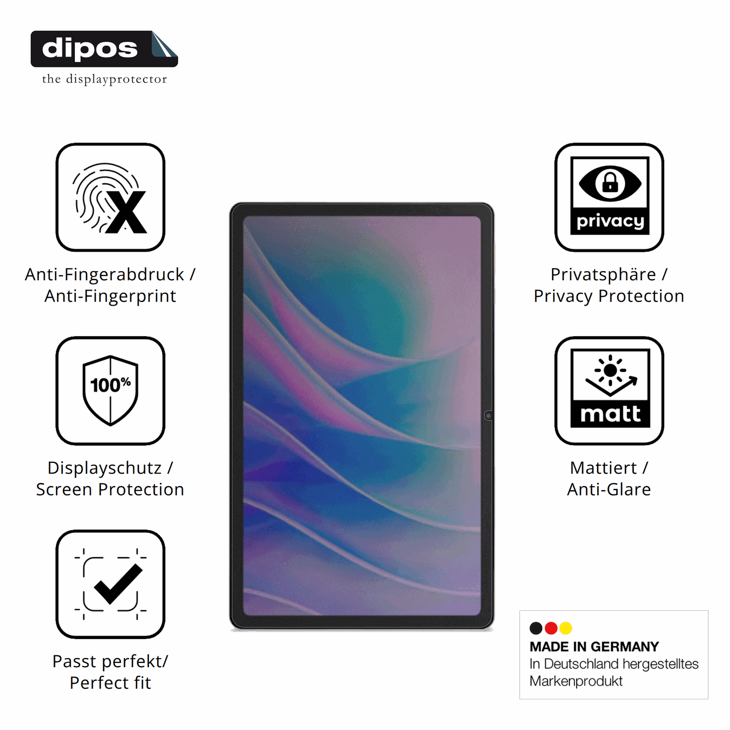 Privatsphäre-Schutz durch Sichtschutz-Folie passend zugeschnitten für Acer Iconia A12