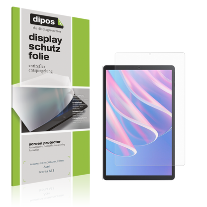 Matte Displayschutzfolie von dipos passend für Acer Iconia A13, präziser Zuschnitt und blasenfrei montiert