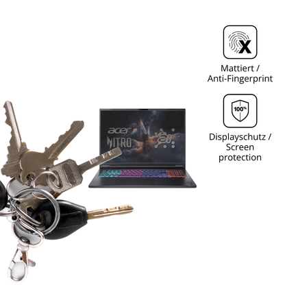 dipos Displayschutz für acer Nitro 18 AI AN18-61-R968, mattierte Oberfläche, Blickschutzfilter und perfekter Passform