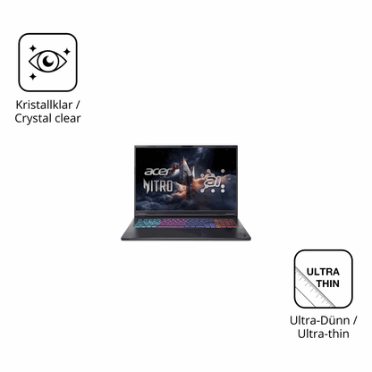 Dünne und klare Folie passend zugeschnitten für acer Nitro 18 AI AN18-61-R968