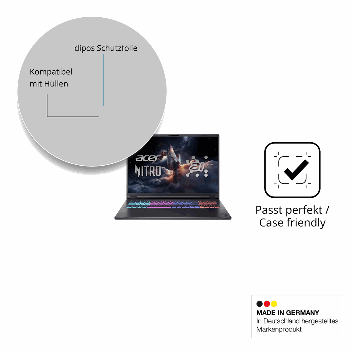 Schutzfolie mit optimaler Passform, zur Verwendung mit Hüllen geeignet