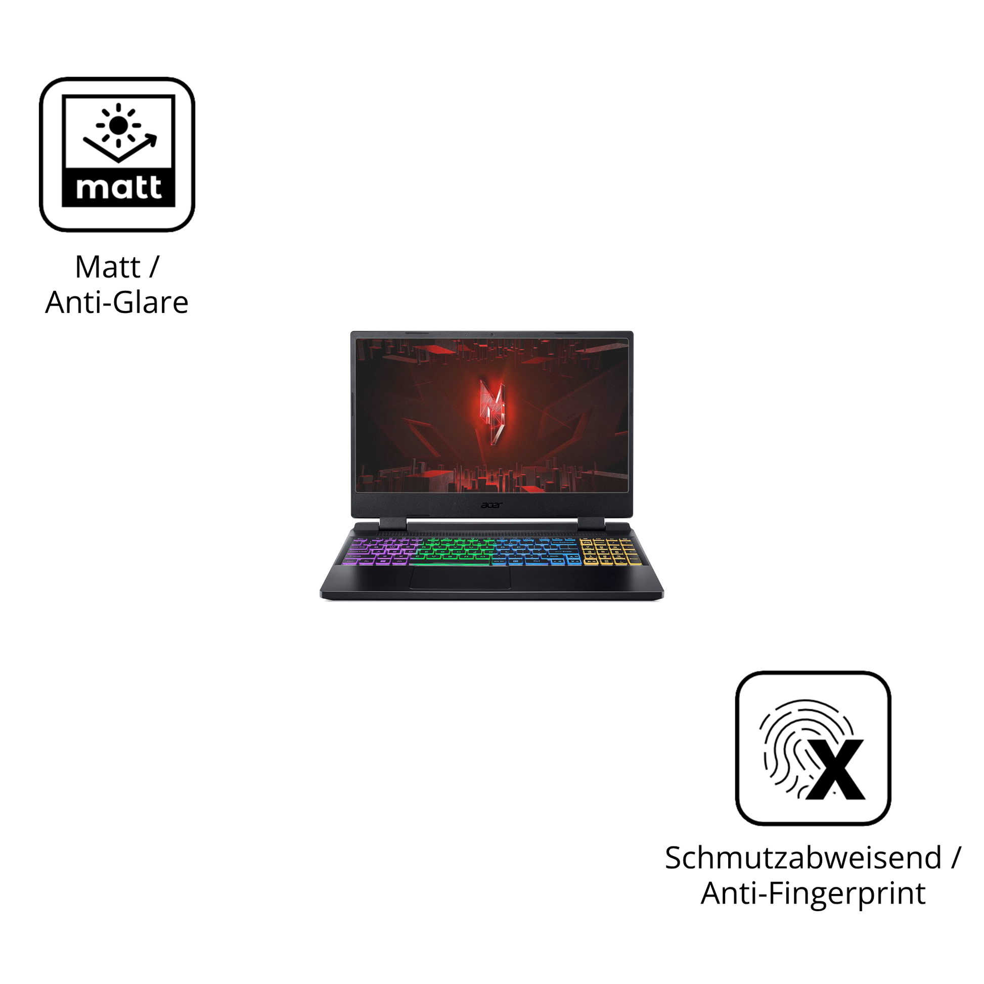 Dünne und entspiegelnde Folie passend zugeschnitten für Acer Nitro 5 AB515-46