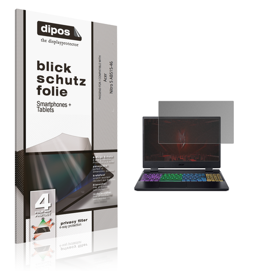 Blickschutzfolie von dipos passend für Acer Nitro 5 AB515-46, präziser Zuschnitt und blasenfrei montiert