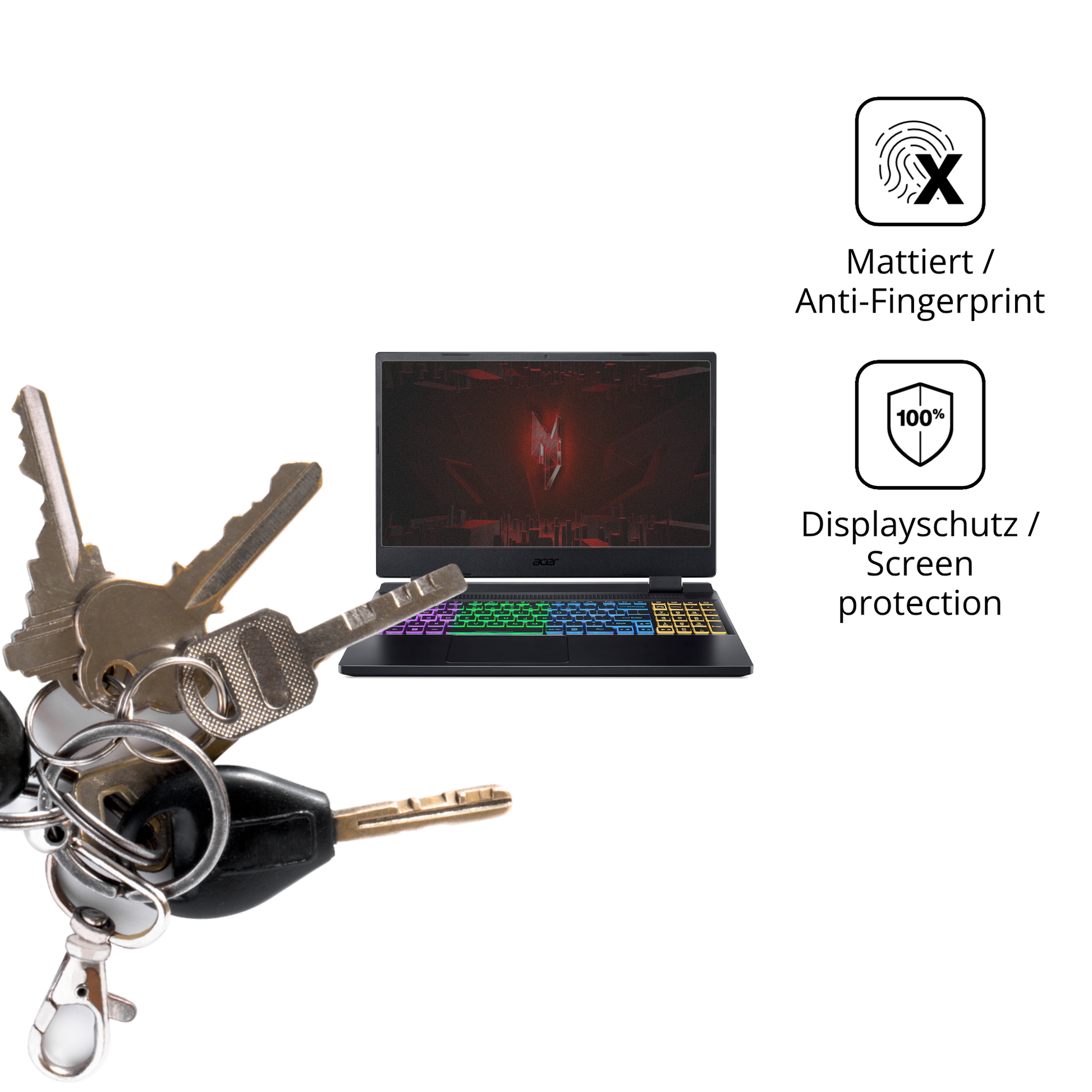 dipos Displayschutz für Acer Nitro 5 AB515-46, mattierte Oberfläche, Blickschutzfilter und perfekter Passform