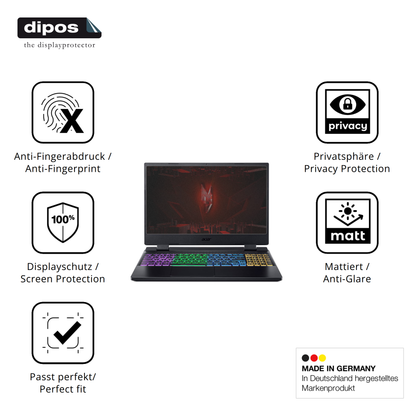 Privatsphäre-Schutz durch Sichtschutz-Folie passend zugeschnitten für Acer Nitro 5 AB515-46