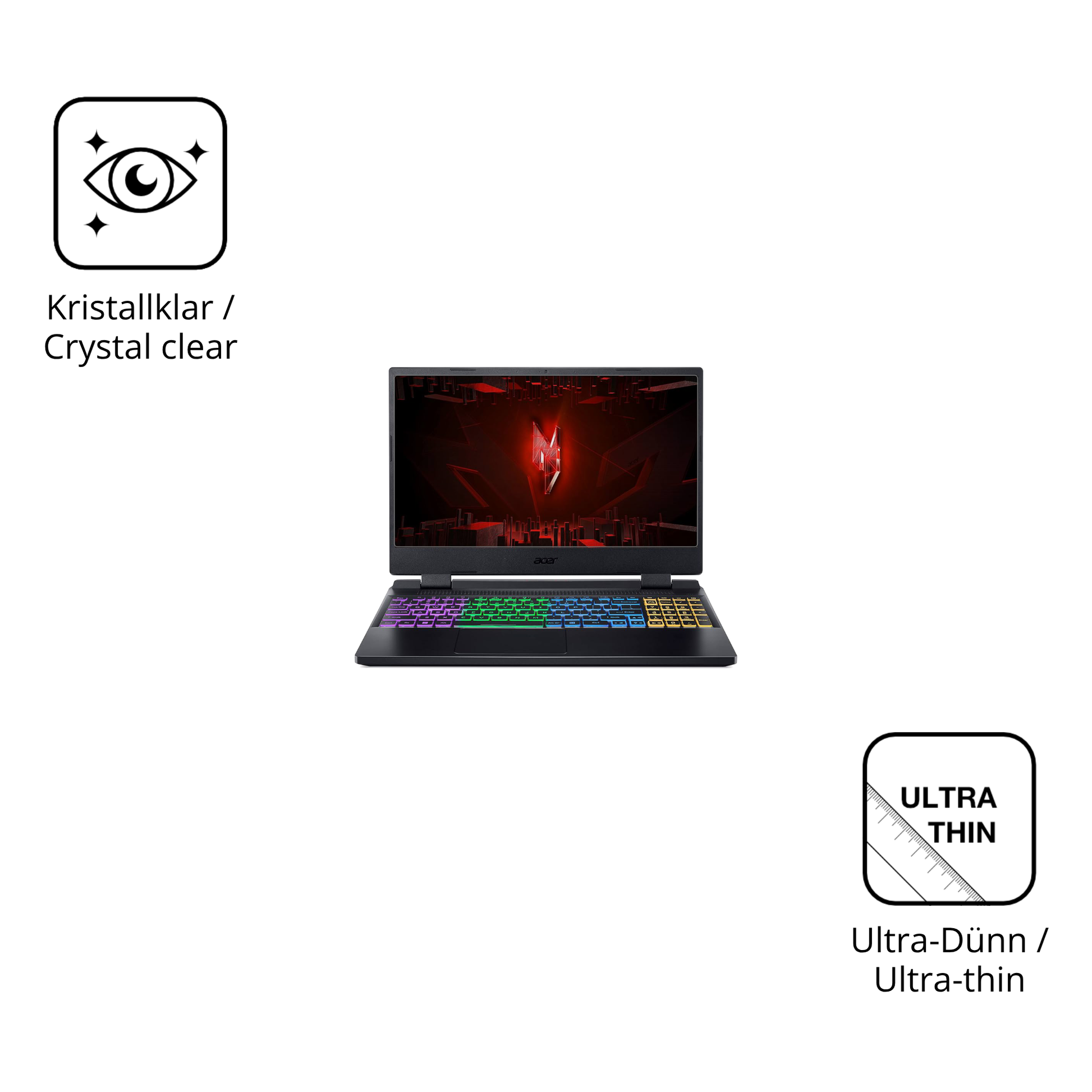 Dünne und klare Folie passend zugeschnitten für Acer Nitro 5 AB515-46