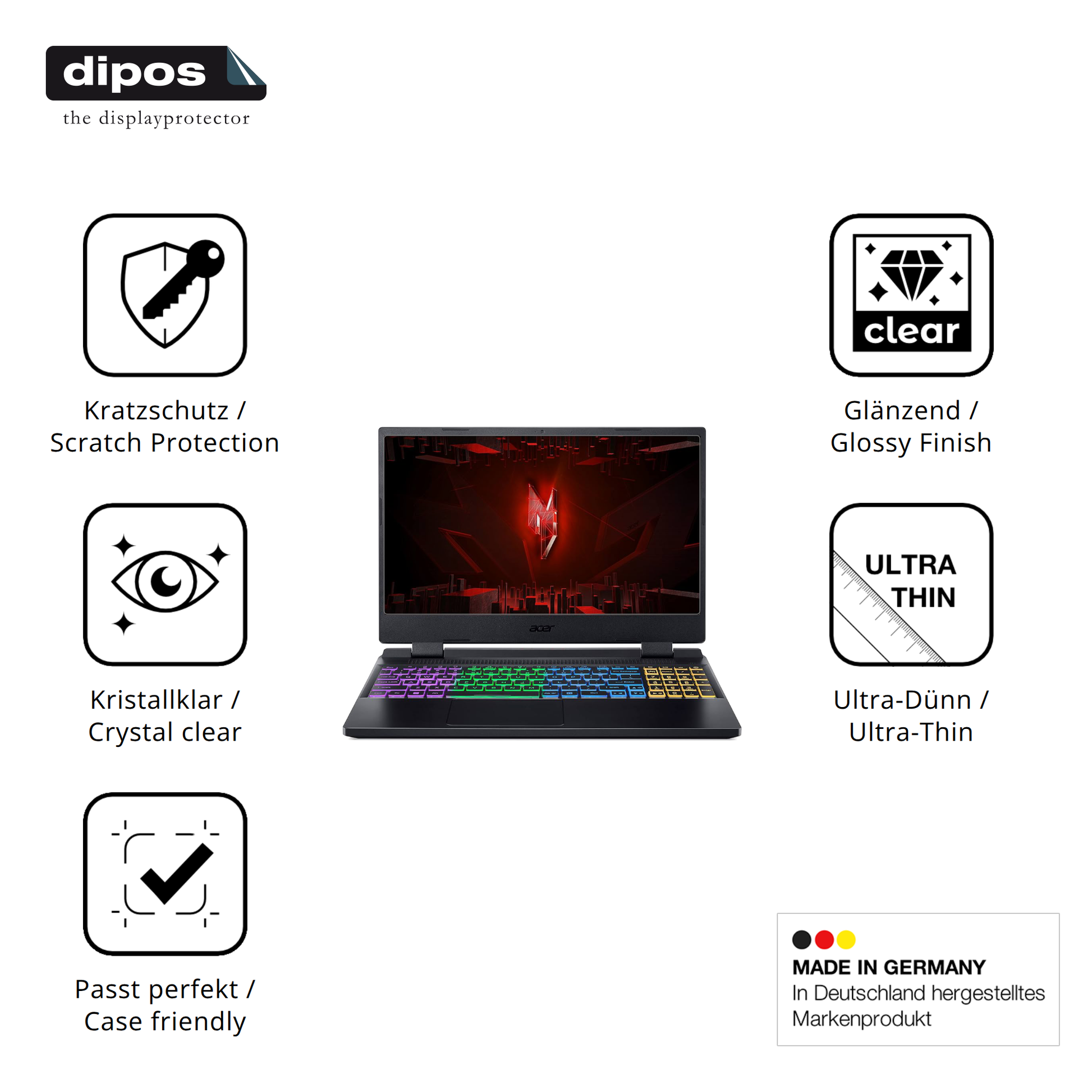 Displayschutz hergestellt in Deutschland, höchste Qualität made in Germany