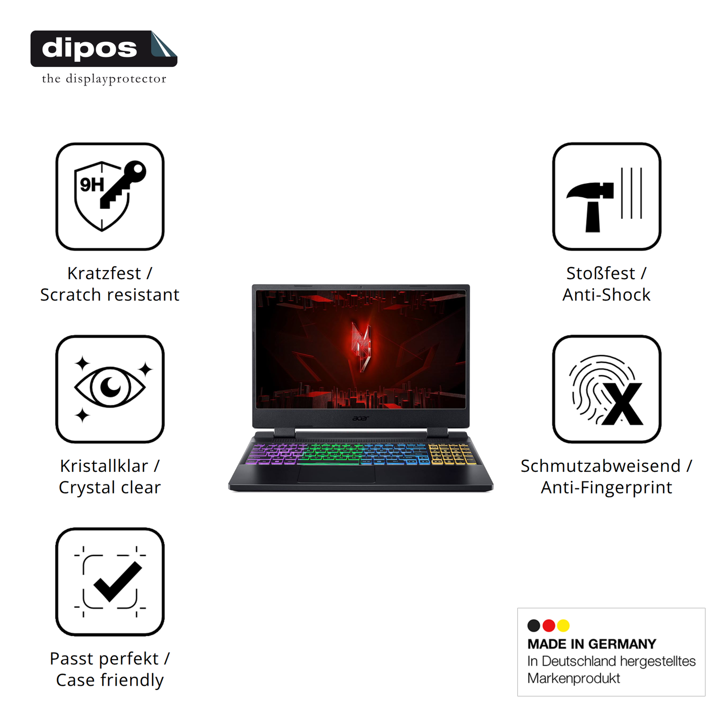 Displayschutz hergestellt in Deutschland, höchste Qualität made in Germany