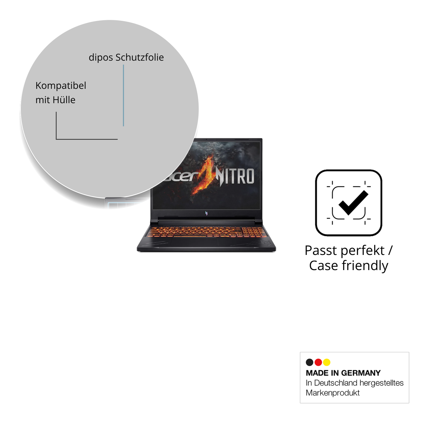 Schutzfolie mit optimaler Passform, zur Verwendung mit Hüllen geeignet