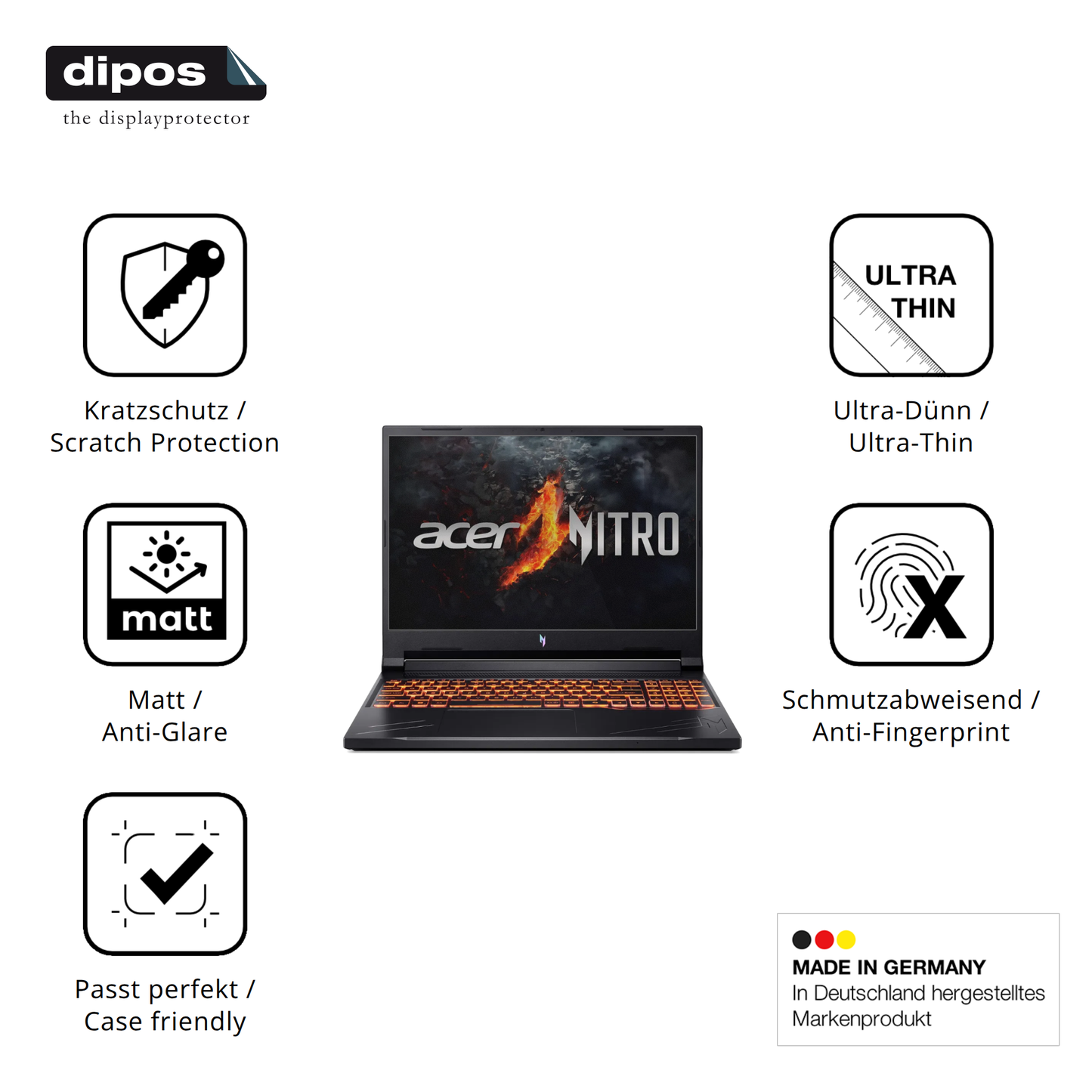 Displayschutz hergestellt in Deutschland, höchste Qualität made in Germany