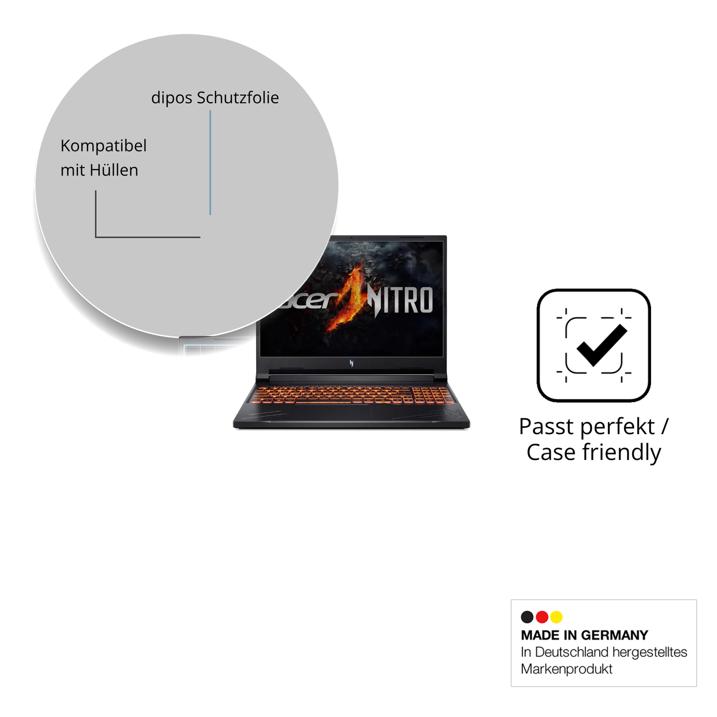 Schutzfolie mit optimaler Passform, zur Verwendung mit Hüllen geeignet