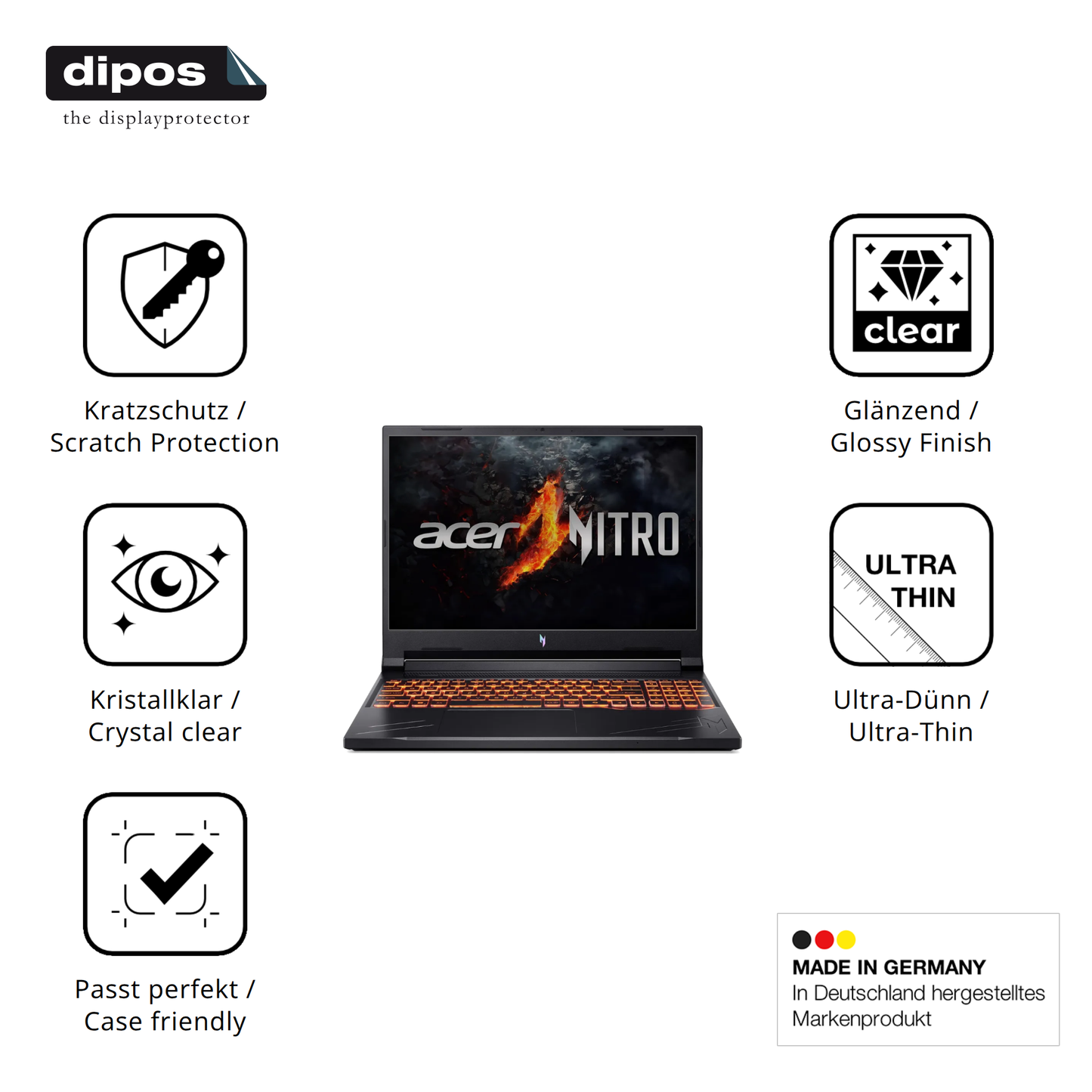 Displayschutz hergestellt in Deutschland, höchste Qualität made in Germany