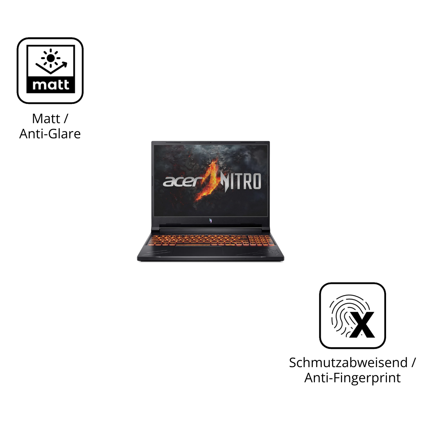 9H Hartbeschichtete, flexible Folie passend zugeschnitten für acernitro v16