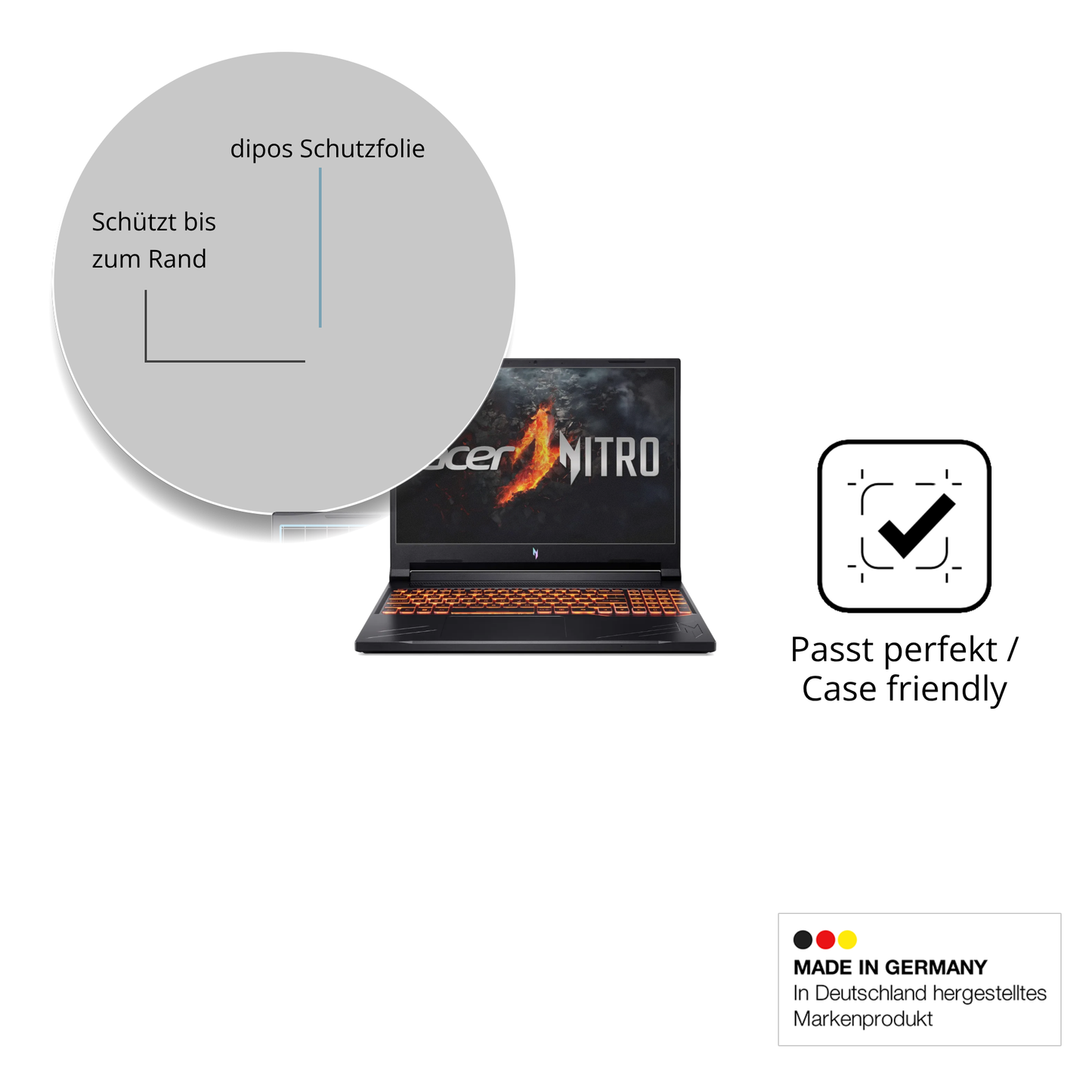 Schutzglasfolie mit optimaler Passform, zur Verwendung mit Hüllen geeignet