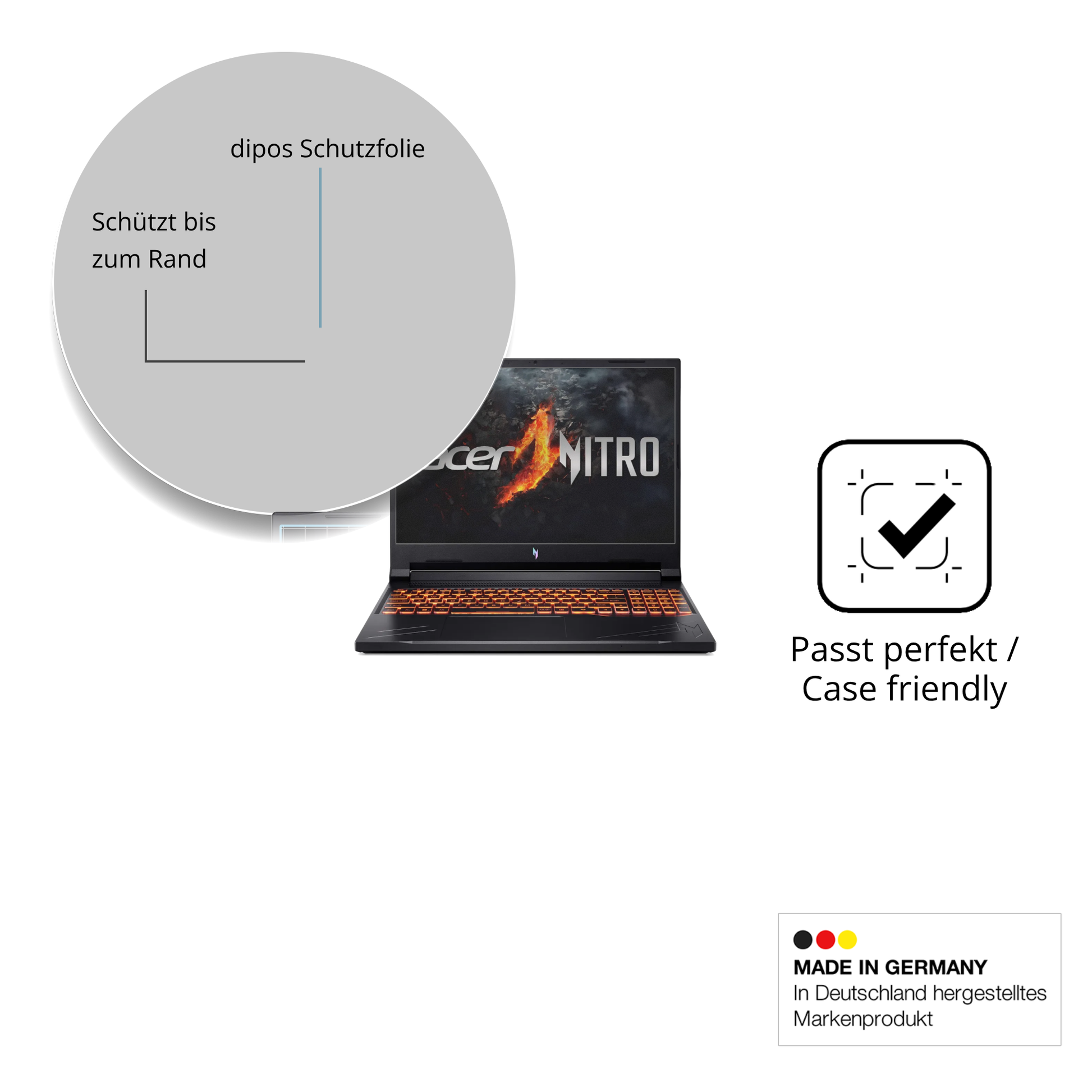 Schutzglasfolie mit optimaler Passform, zur Verwendung mit Hüllen geeignet