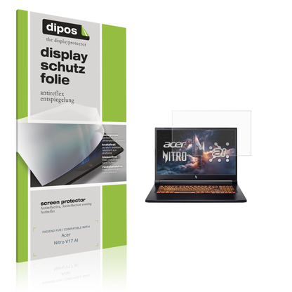 Matte Displayschutzfolie von dipos passend für Acer Nitro V17 AI, präziser Zuschnitt und blasenfrei montiert