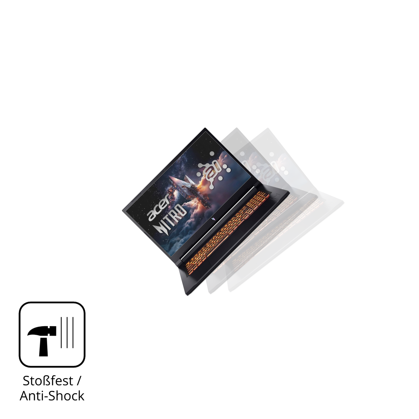 Schutz gegen Kratzer auf dem Acer Nitro V17 AI Glas durch Schlüssel, Stöße gegen die Tischkante oder Stürze