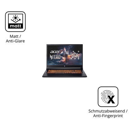9H Hartbeschichtete, flexible Folie passend zugeschnitten für Acer Nitro V17 AI