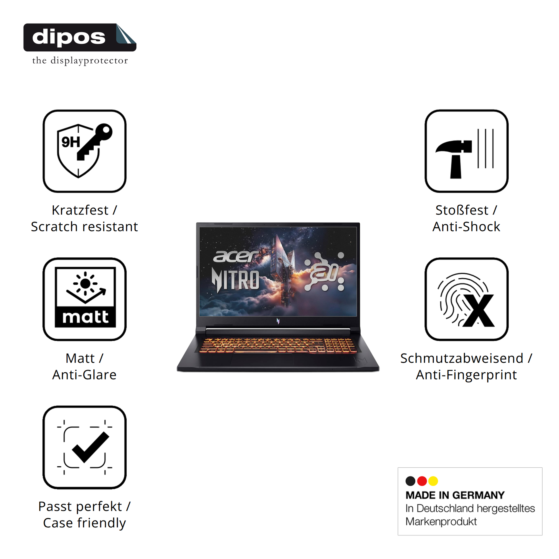Displayschutz hergestellt in Deutschland, höchste Qualität made in Germany