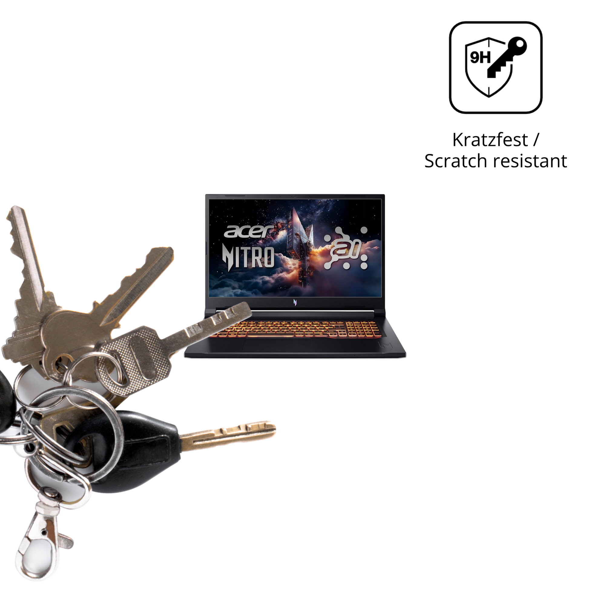 dipos Displayschutz für Acer Nitro V17 AI, transparente Oberfläche, perfekte Passform auch für die Rundungen