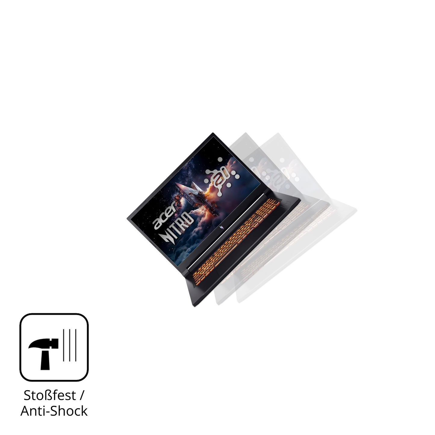 Schutz gegen Kratzer auf dem Acer Nitro V17 AI Glas durch Schlüssel, Stöße gegen die Tischkante oder Stürze