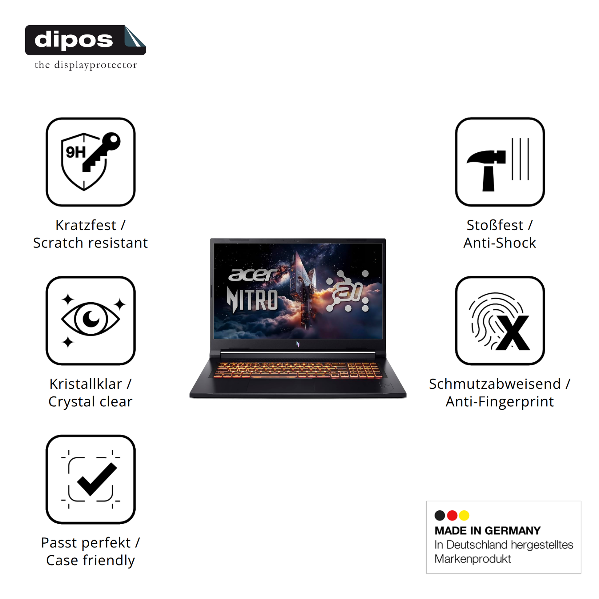 Displayschutz hergestellt in Deutschland, höchste Qualität made in Germany