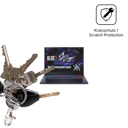 Schutz gegen Kratzer auf dem acerpredator helios neo 16 ai Glas durch Schlüssel oder Ähnliches