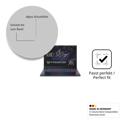 Schutz gegen Kratzer auf dem acerpredator helios neo 16 ai Glas durch Schlüssel oder Ähnliches