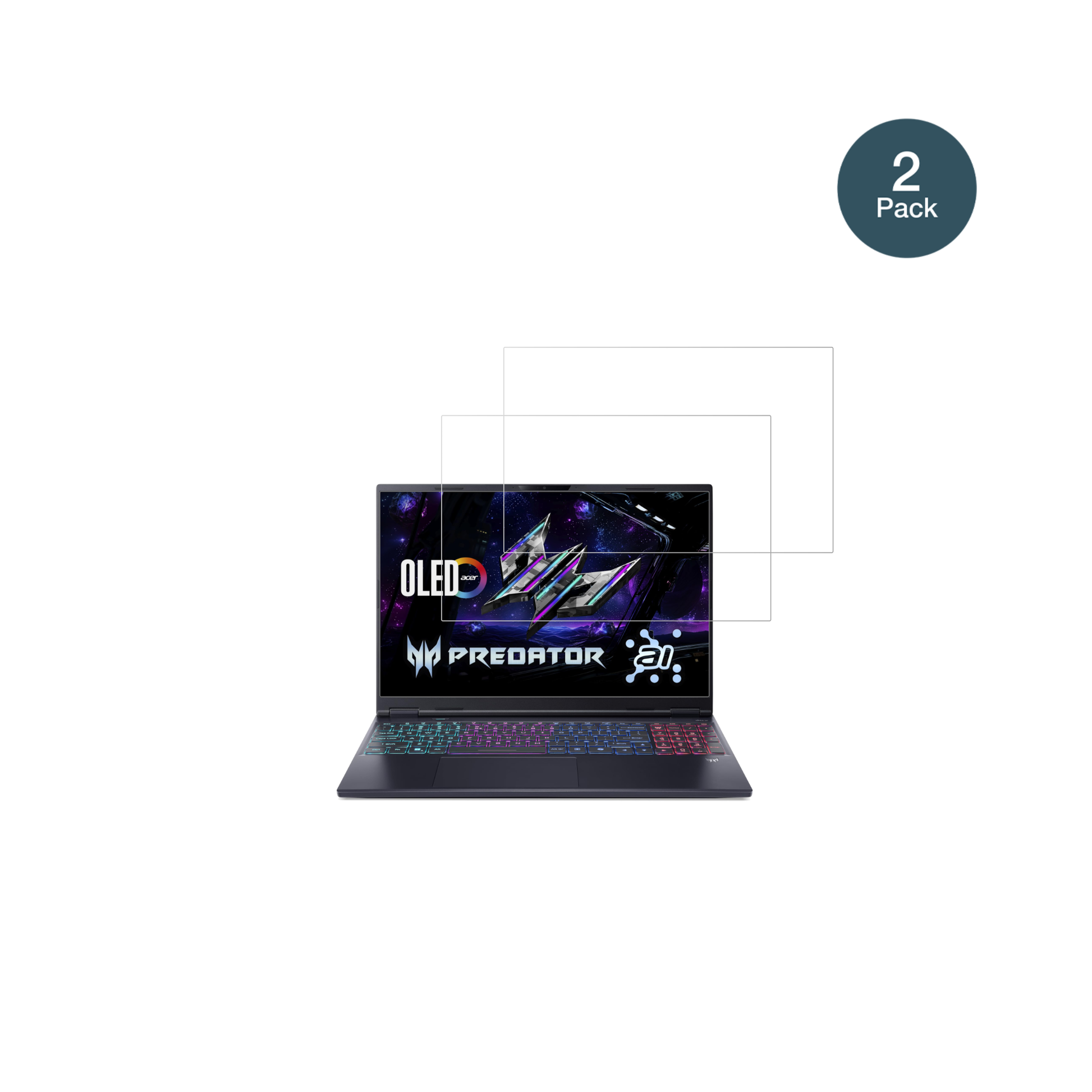 acerpredator helios neo 16 ai mit aufgebrachter dipos Flex Schutzfolie, glasklare Darstellung ohne Einschränkungen