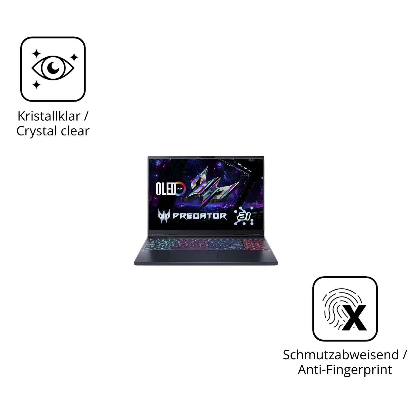 Flexible TPU-Folie passend zugeschnitten für acerpredator helios neo 16 ai, vollständige Abdeckung