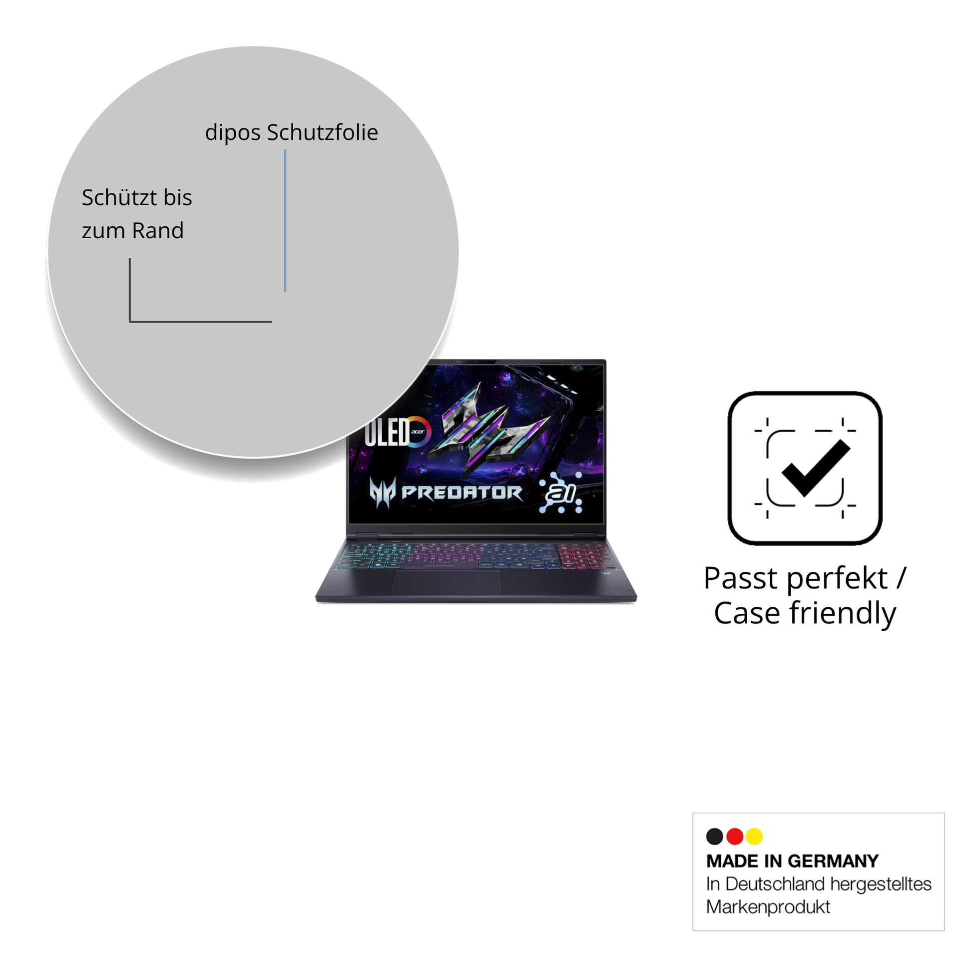 Besonders flexibler Displayschutz mit Anti-Shock-Schicht im Materialmix