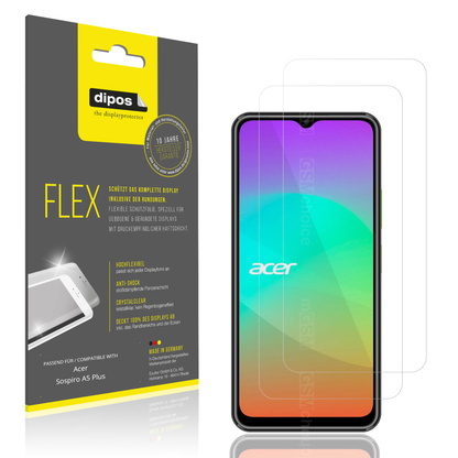 Klare Displayschutzfolie von dipos passend für Acer Sospiro A5 Plus, 100% Displayabdeckung und blasenfreie Montage