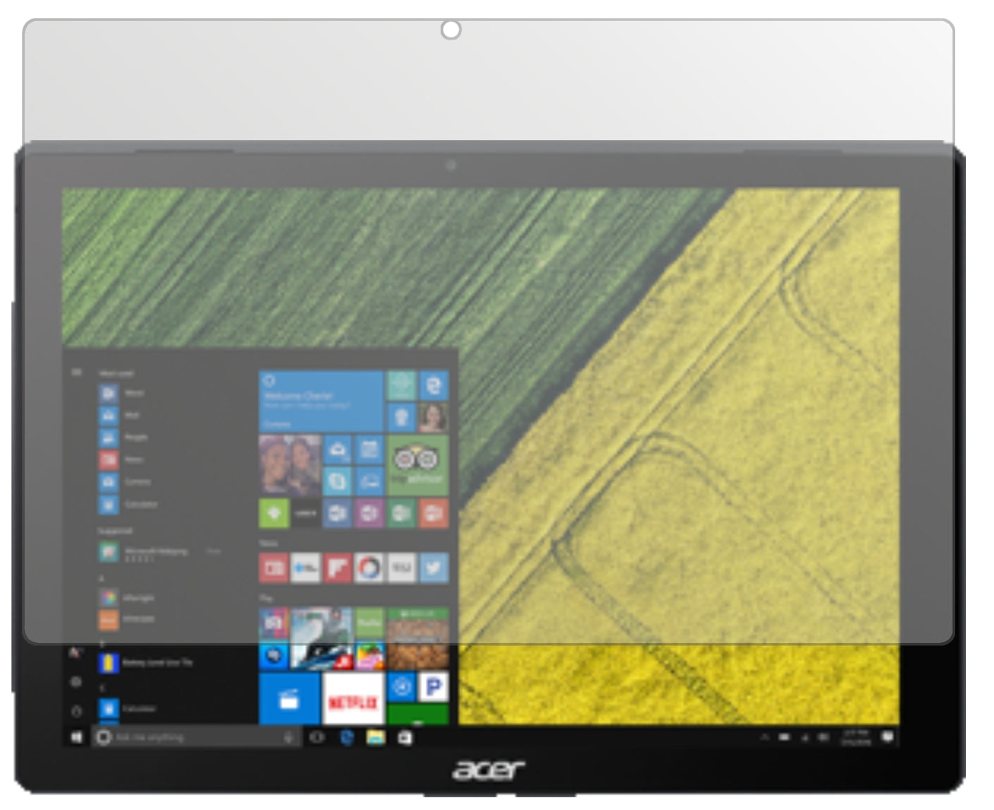 AcerSwitch 5 Pro SW512-52P mit aufgebrachter dipos Displayschutzfolie, die lästige Fingerabdrücke minimiert
