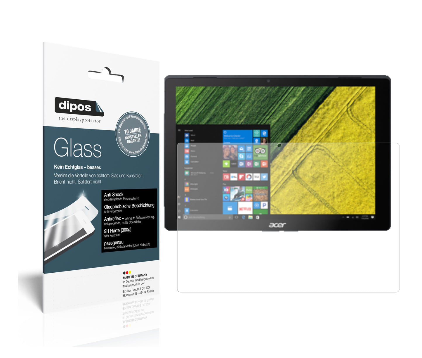1x 9H Schutzfolie matt für Acer Switch 5 Pro SW512-52P Panzerfolie