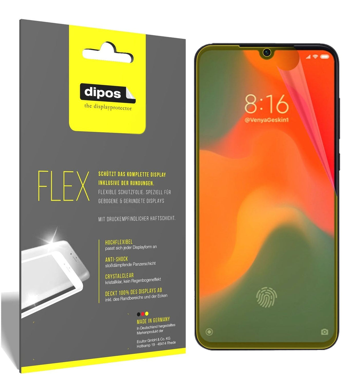 2x Screen Protector for Xiaomi Mi 9 Pro Protective Film covers 100% dipos Flex