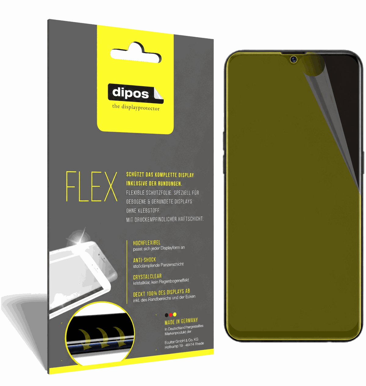 2x Screen Protector for OPPO A5S Protective Film covers 100% dipos Flex