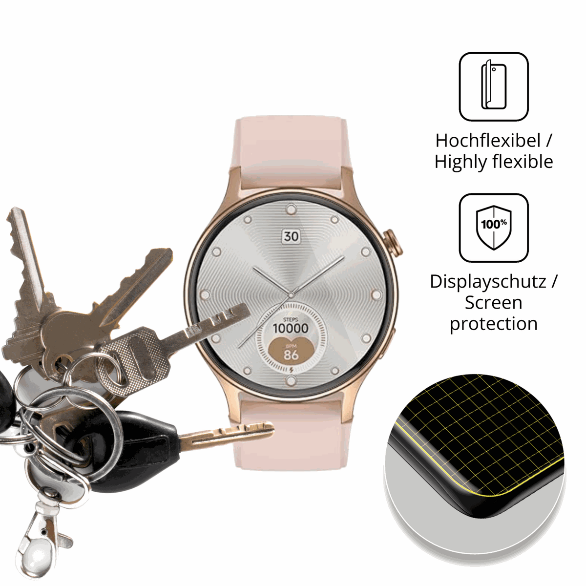 dipos Displayschutz f�r aeac AR01 1.32 Zoll, transparente Oberfl�che, geringe Dicke und perfekte Passform