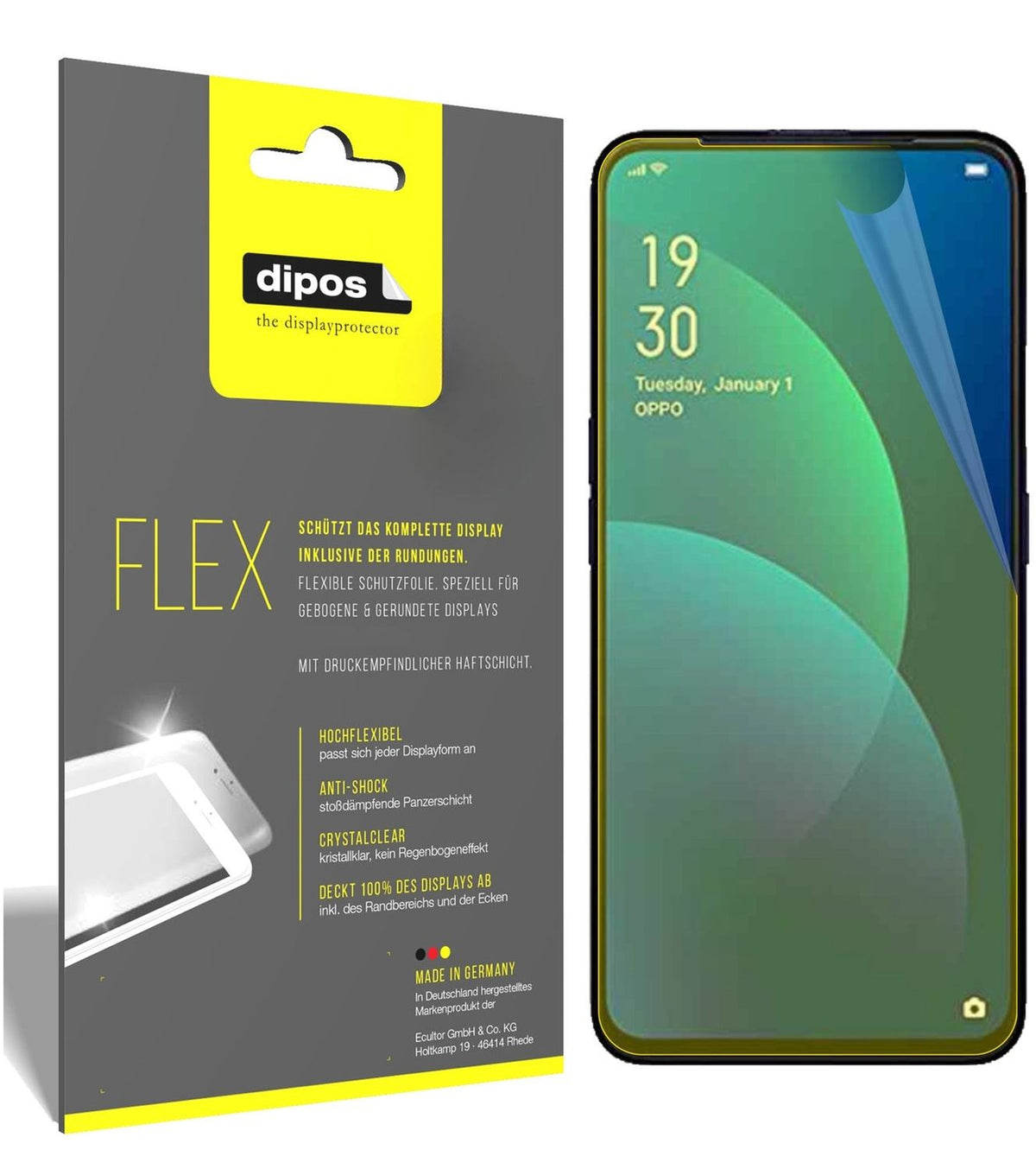2x Screen Protector for Oppo F11 Pro Protective Film covers 100% dipos Flex