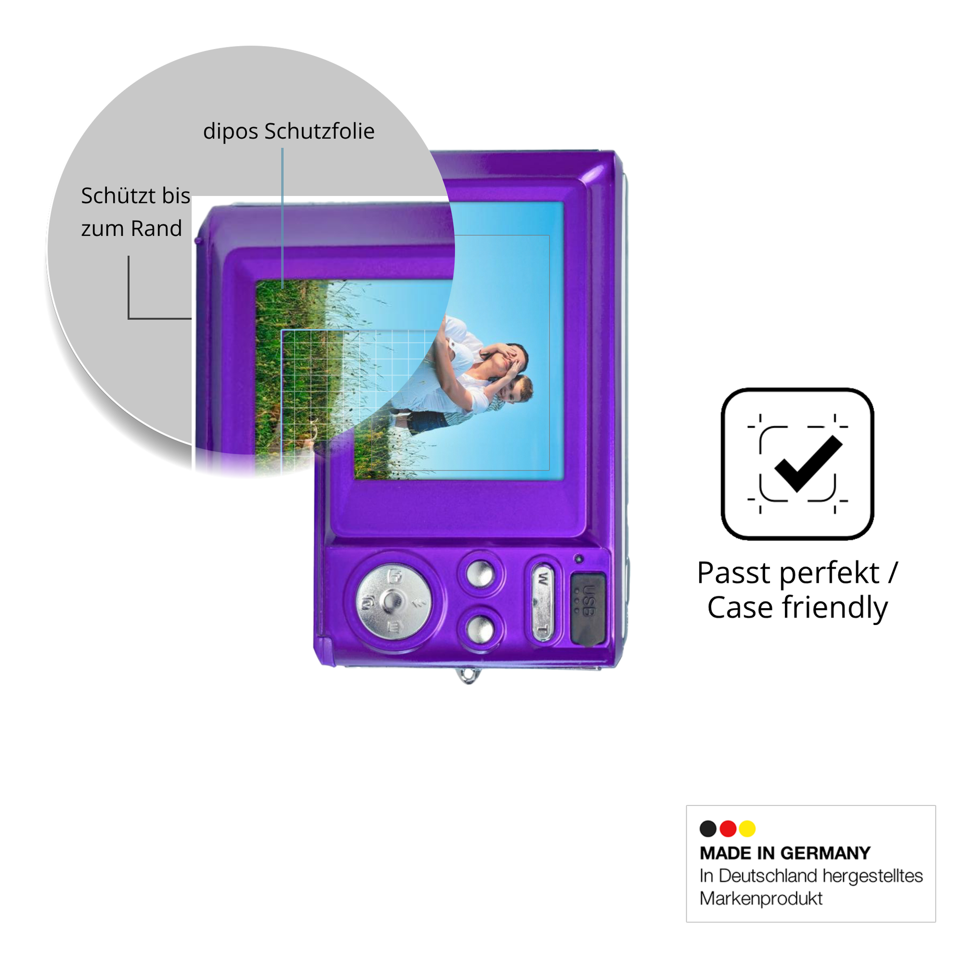 Schutzglasfolie mit optimaler Passform, zur Verwendung mit Hüllen geeignet